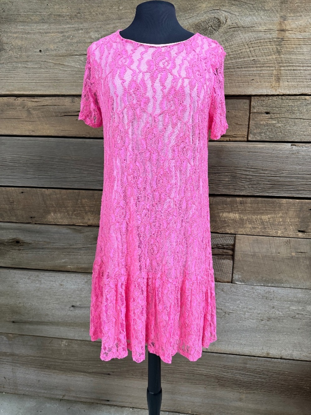 NWT Chris‎ & Carol Lace dress, Hot Pink, Large
